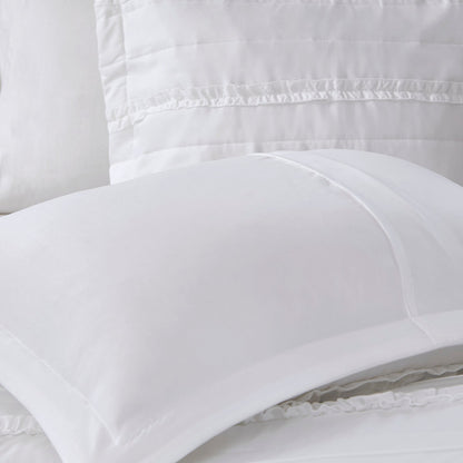 5 Piece Microfiber Ruffled Comforter Set White Queen by HouseOfZazla on Tampa Home & Garden Store