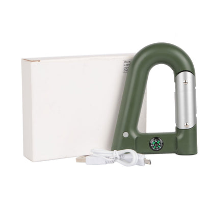 GemGear 2200mAh carabiner power bank with compass, green handle, USB charging cable on Tampa Home & Garden Store