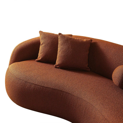 Drake Japandi Curvy Boucle Sofa in burnt orange with plush cushions by Unique Piece Furniture on Tampa Home & Garden Store