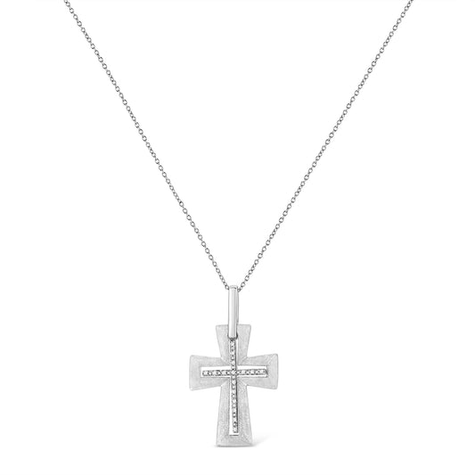 Sterling silver cross pendant necklace with diamonds 18in chain on Tampa Home & Garden Store
