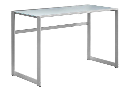 Computer desk for home office with silver metal frame and glass top Unique Piece Furniture on Tampa Home & Garden Store