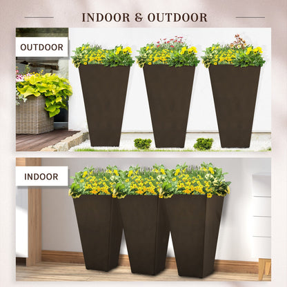 Outsunny set of 3 tall brown planters with drainage hole by HouseOfZazla on Tampa Home & Garden Store