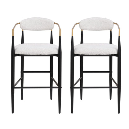 Beige Upholstered Bar Stools For Kitchen Island