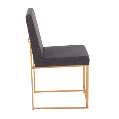 Contemporary dining chair set with upholstered charcoal seat and gold frame HouseOfZazla on Tampa Home & Garden Store