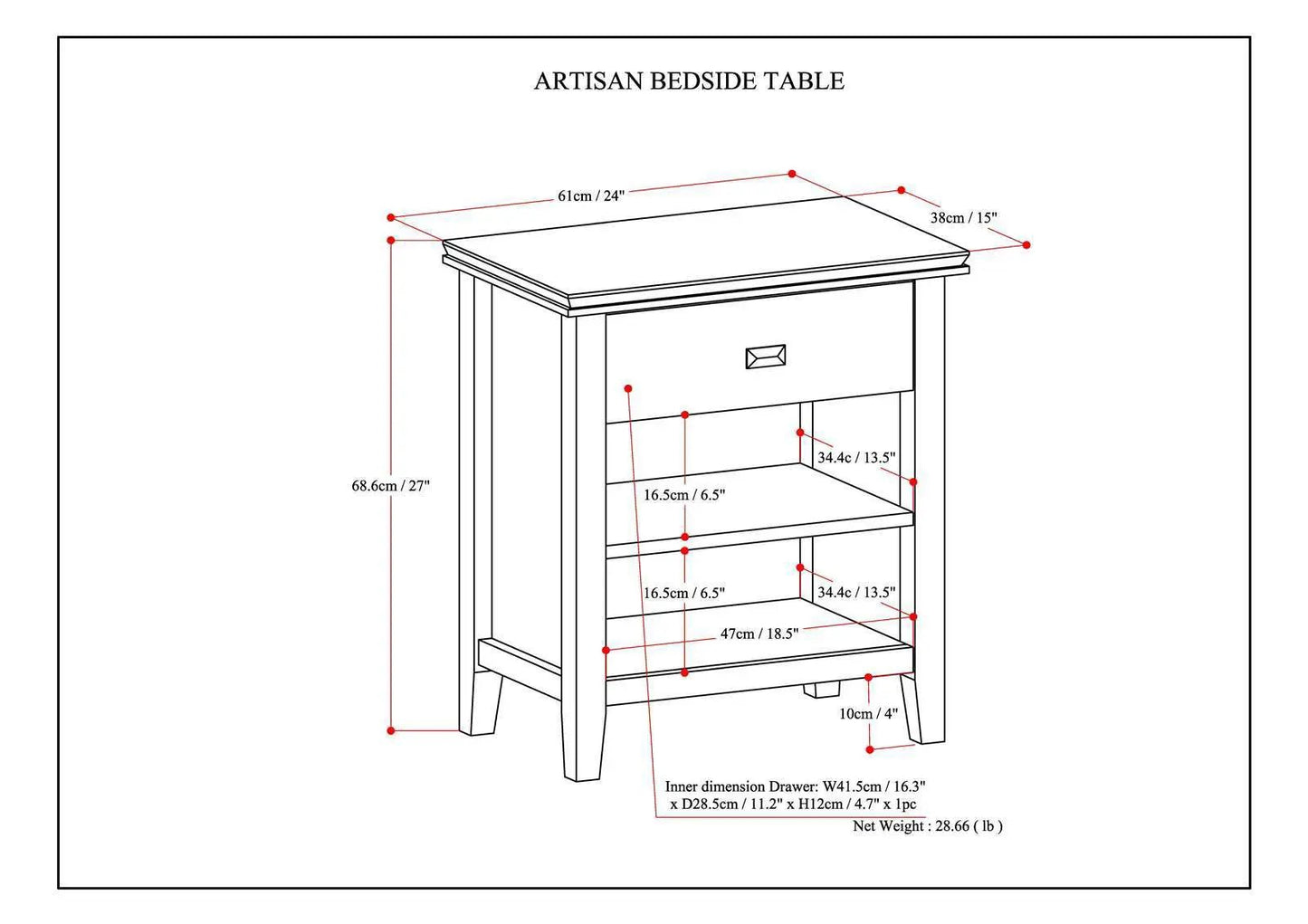 Artisan Handcrafted Bedside Table with Drawer