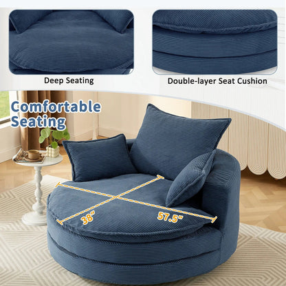 360 Degree Swivel Barrel Chair with Dual Cushions