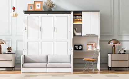 Foldable Murphy Bed with Desk and Cabinet