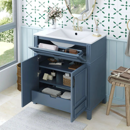 Bathroom Vanity With Sink Storage Cabinet Blue