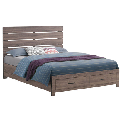 Geary Panel Bed by HouseOfZazla in warm brown wood with under-bed storage drawers on Tampa Home & Garden Store