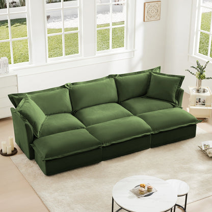 Slipcovered Chenille Sofa and Ottoman Set