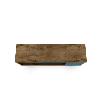 Free Standing TV Stand with Storage in wood finish and blue drawer by HouseOfZazla on Tampa Home & Garden Store