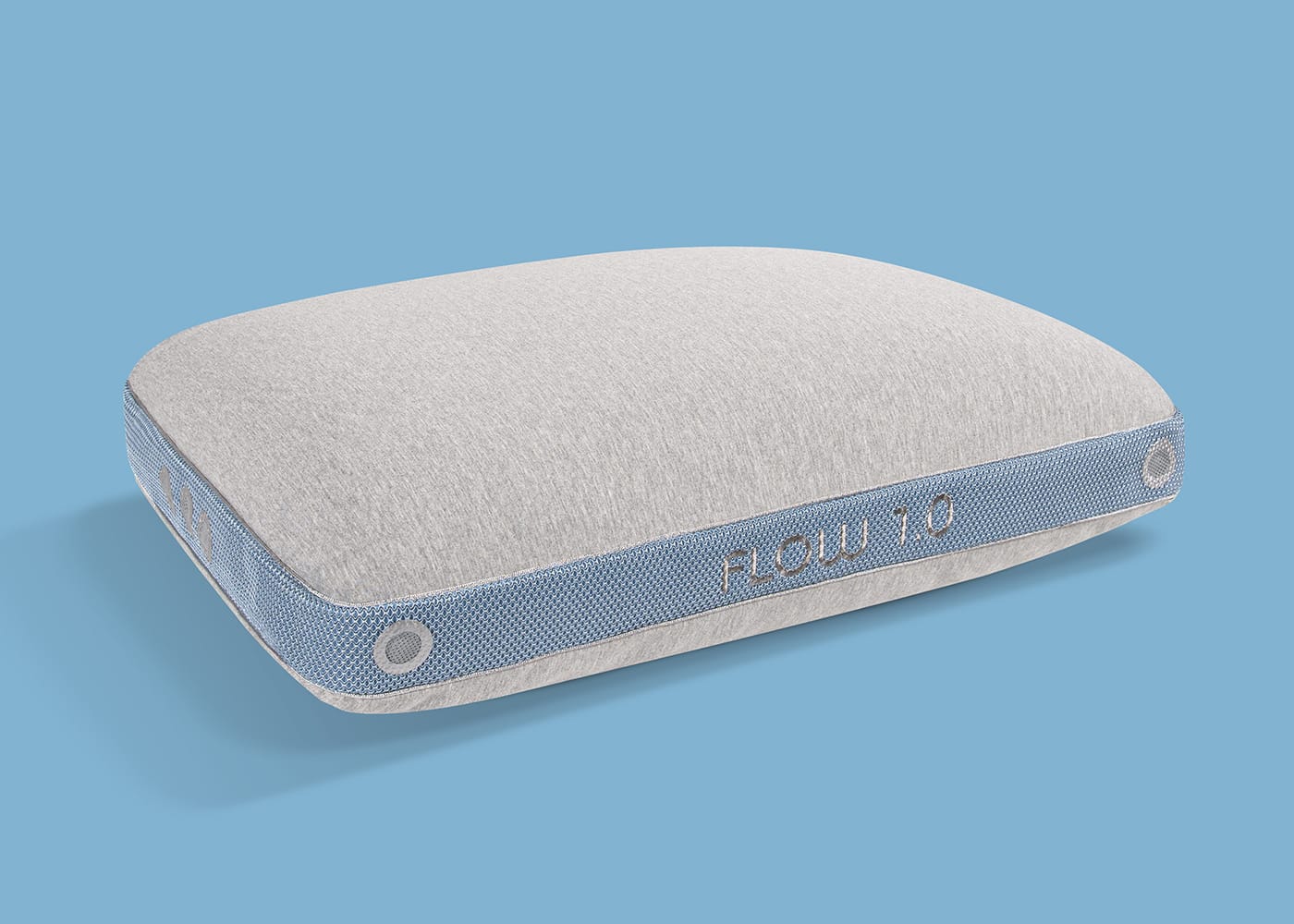 BedGear Flow Performance Pillow Size 1.0 gray knit cover with blue mesh side for backrest by HouseOfZazla on Tampa Home & Garden Store