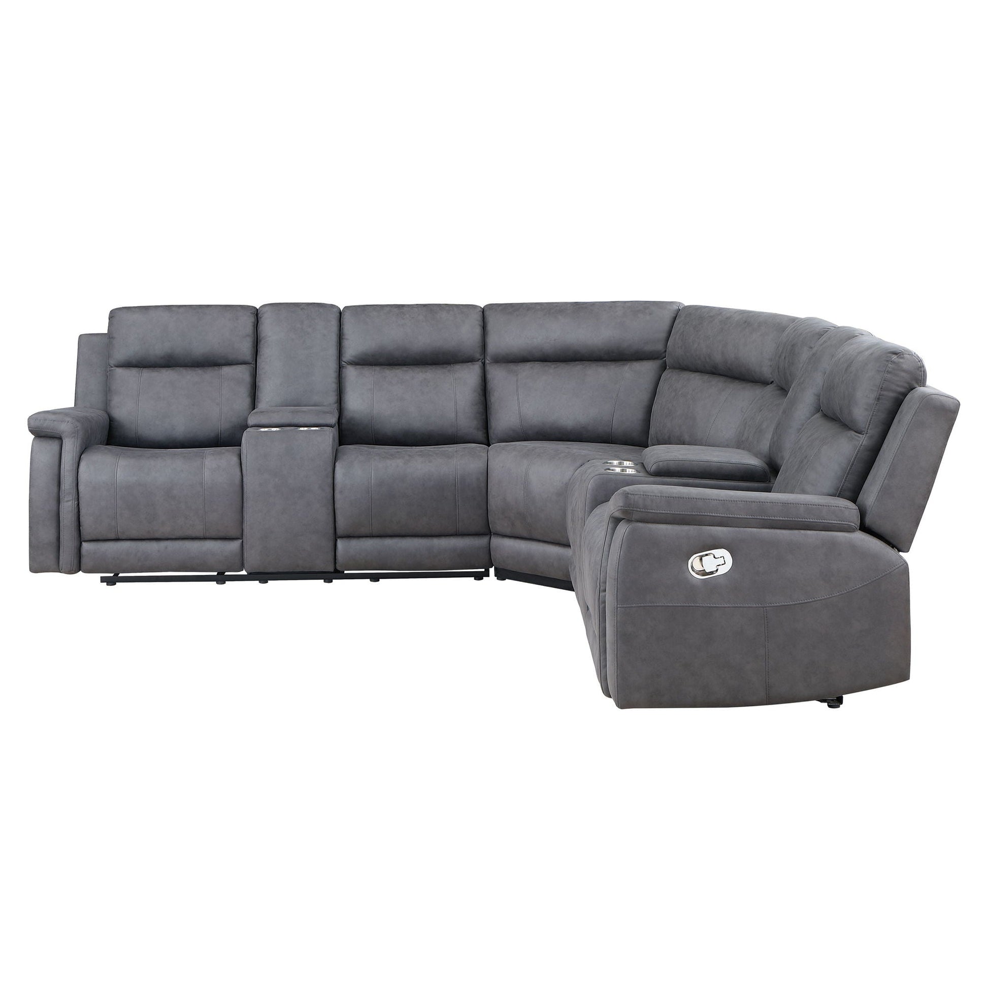 Reclining sectional sofa Eco Greige with chaise and cupholders on Tampa Home & Garden Store