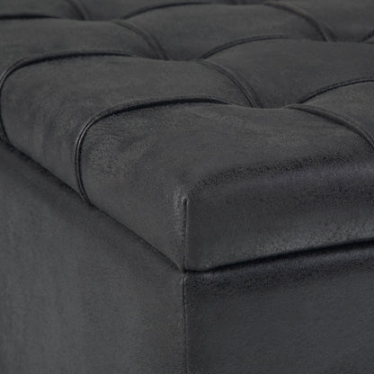 Harrison by HouseOfZazla tufted lift-top storage ottoman in dark gray upholstery on Tampa Home & Garden Store