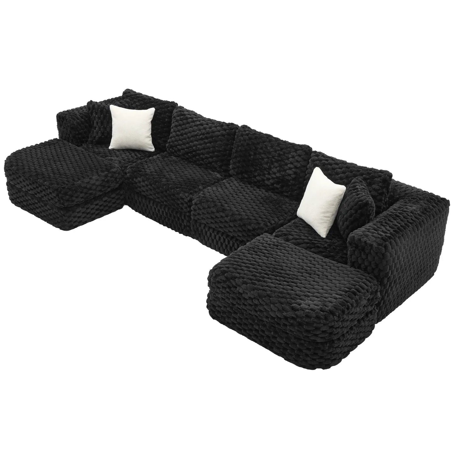 Modular Sectional Sofa with 2 Movable Ottomans