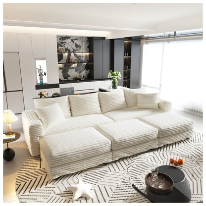 Deep Seat Sofa Bed With Ottoman and Soft Pillows