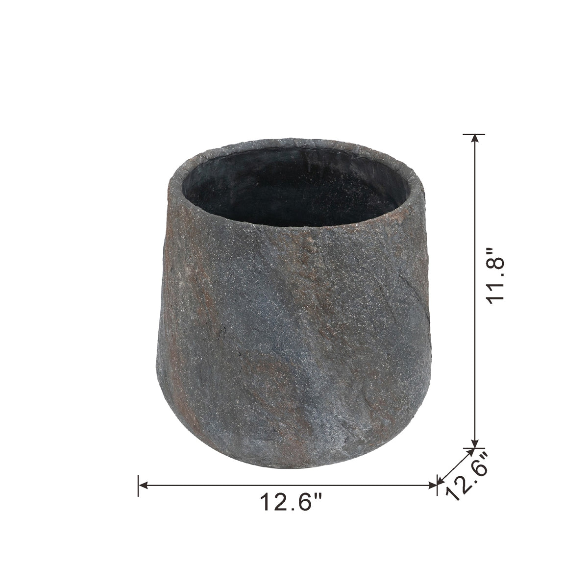 Cement planter, stone-textured small indoor/outdoor pot saucer by HouseOfZazla, 12.6x12.6x11.8 in on Tampa Home & Garden Store