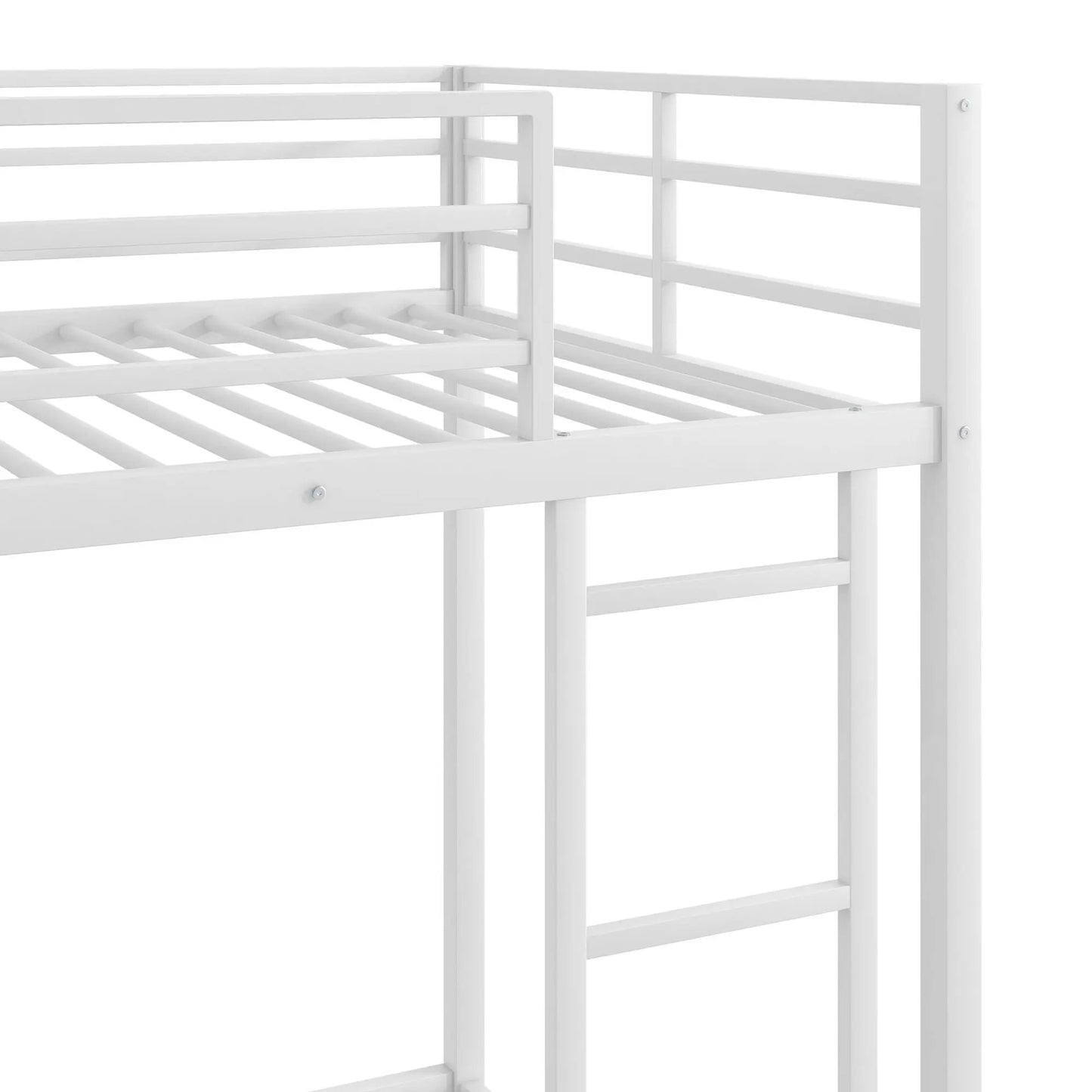 Metal bunk bed frame, low bunk with ladder in white by Unique Piece Furniture on Tampa Home & Garden Store