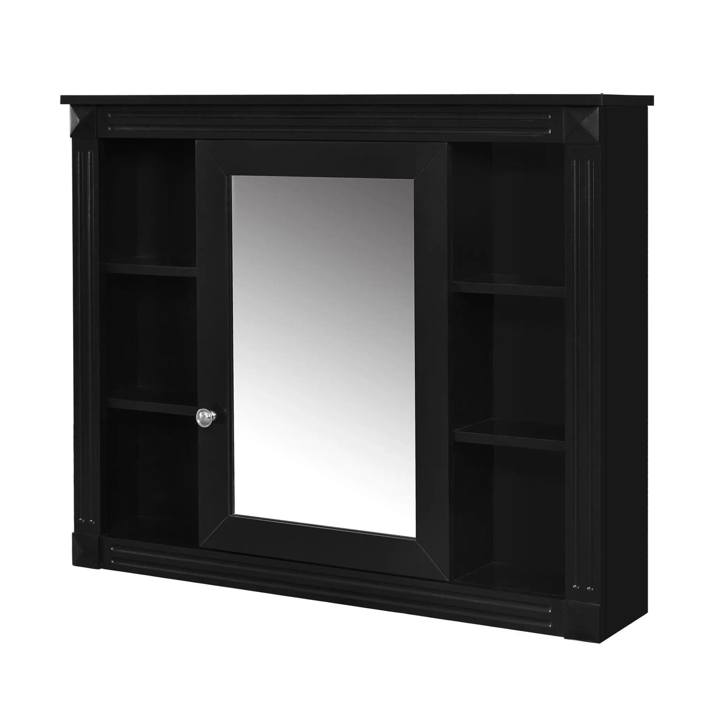 Wall Mount Bathroom Mirror Cabinet Shelves Black