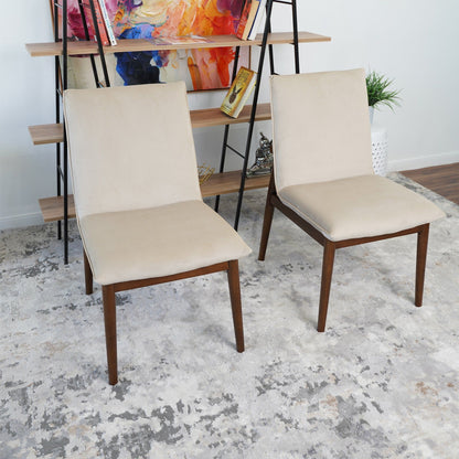 Monza Dining Chair Set with solid wood frame, beige upholstery, 2 chairs by HouseOfZazla on Tampa Home & Garden Store