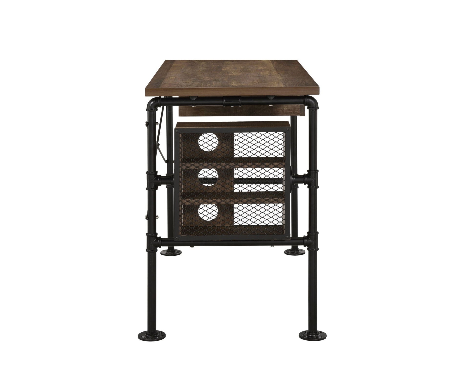 Endang Writing Desk Weathered Oak top with black metal pipe frame on Tampa Home & Garden Store