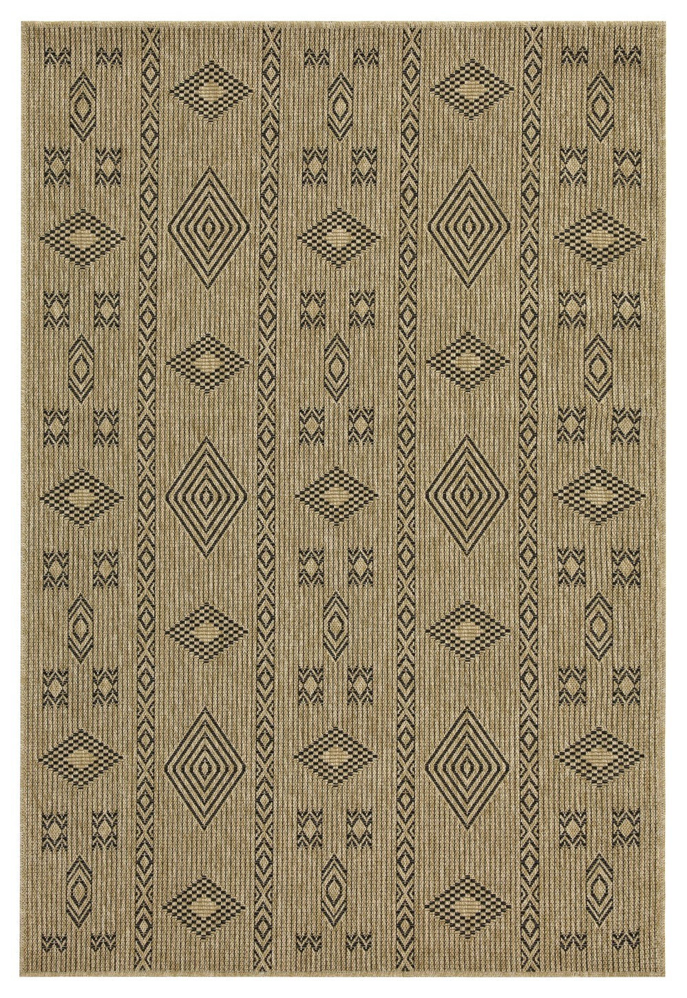 Earth GC_NTL1001 jute/black indoor outdoor rug by HouseOfZazla with geometric diamond motifs on Tampa Home & Garden Store