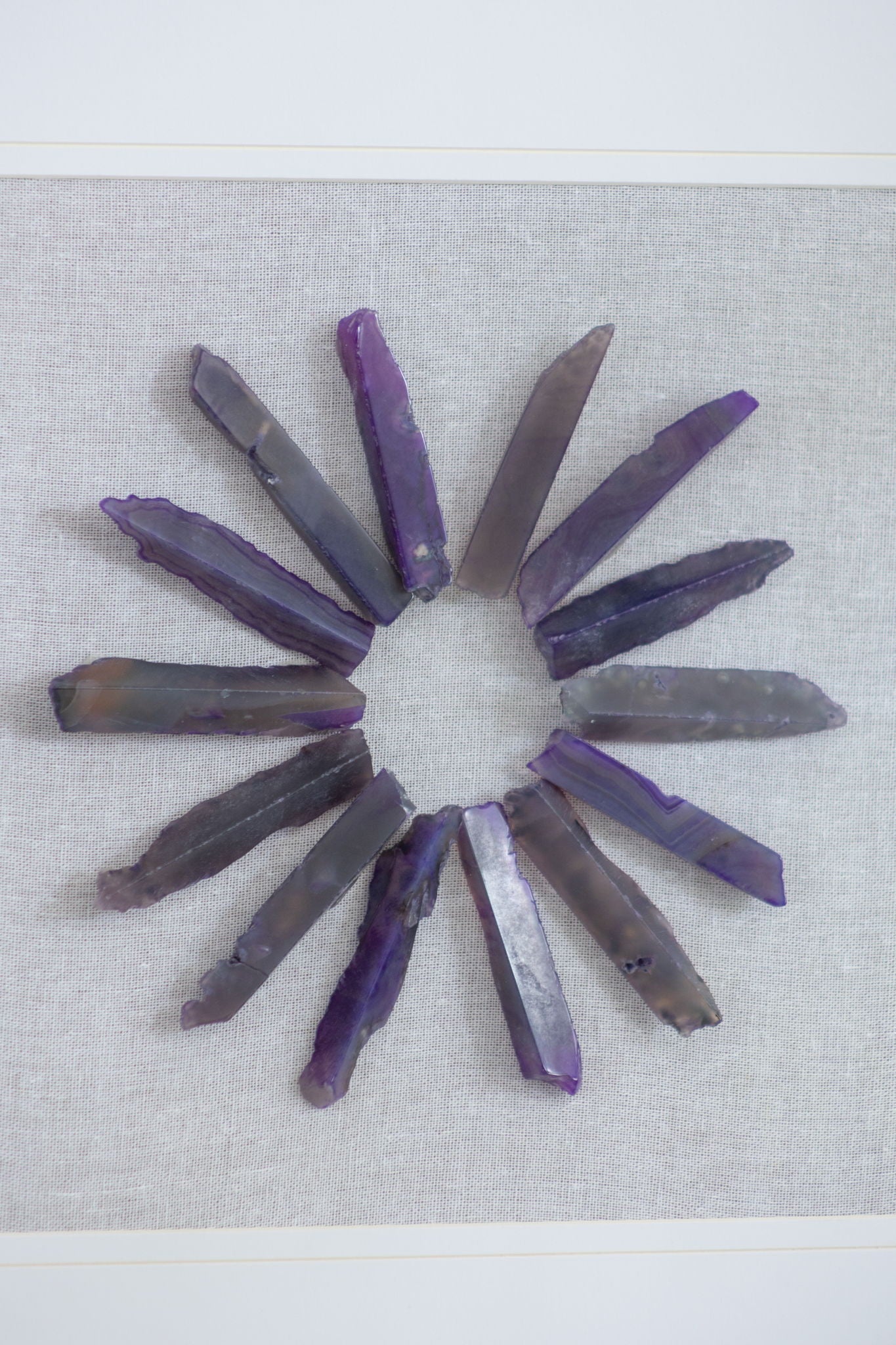 Grace Purple Agate Shadow Boxes wall art set of 2 by HouseOfZazla sunburst design on Tampa Home & Garden Store