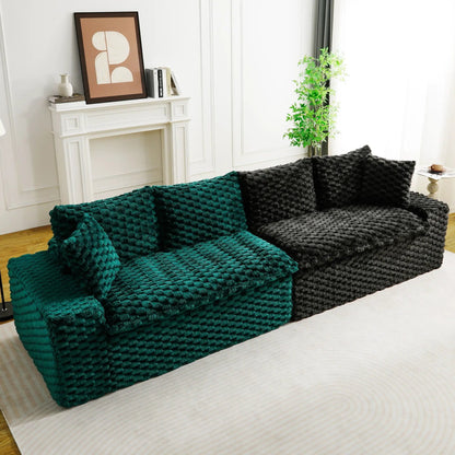 Multifunctional sofa 2-piece by Unique Piece Furniture, teal and black knitted upholstery on Tampa Home & Garden Store