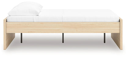 Onita Platform Bed in natural oak frame with white bedding by Unique Piece Furniture on Tampa Home & Garden Store
