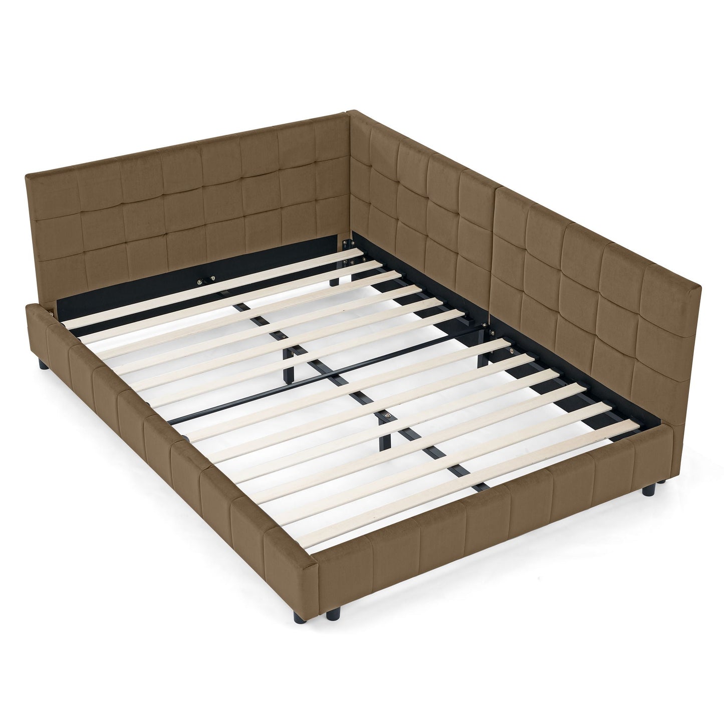 Elegant Upholstered Bed Frame And Armrests
