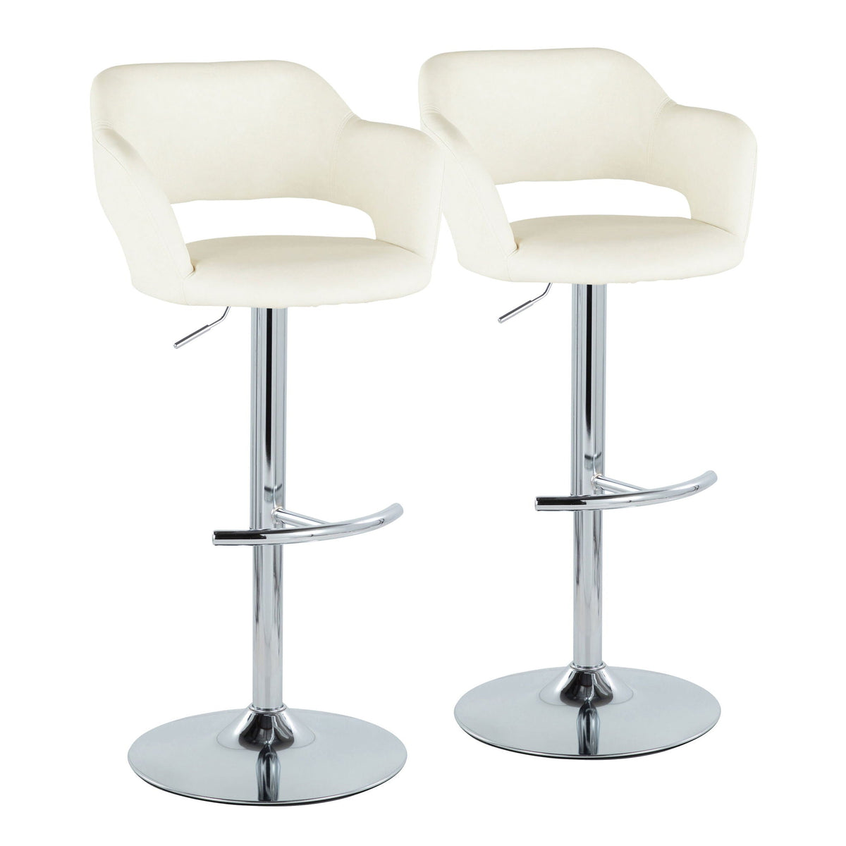 Contemporary adjustable swivel barstool set, 2 white seats with chrome bases HouseOfZazla on Tampa Home & Garden Store