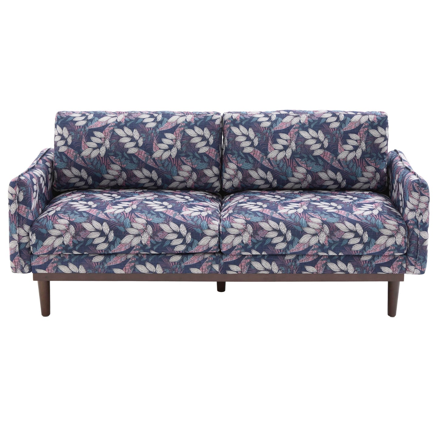 2 Seater Loveseat in leaf-patterned blue fabric with spacious seating by HouseOfZazla on Tampa Home & Garden Store
