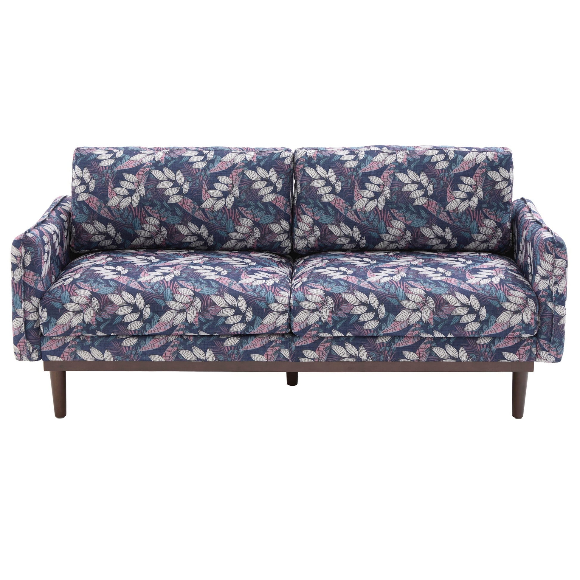 2 Seater Loveseat in leaf-patterned blue fabric with spacious seating by HouseOfZazla on Tampa Home & Garden Store