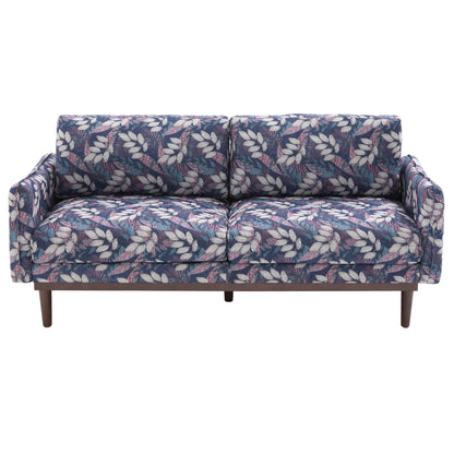 2 Seater Loveseat in leaf-patterned blue fabric with spacious seating by HouseOfZazla on Tampa Home & Garden Store