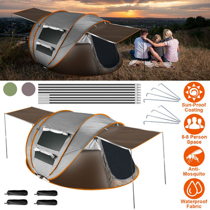 3-4 person pop-up tent gray orange waterproof with mosquito net windows auto setup Tampa on Tampa Home & Garden Store