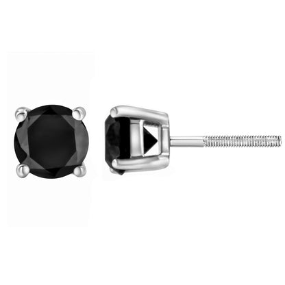 Sterling silver black diamond stud earrings bezel-set with screw backs, 4.00 ct round-cut on Tampa Home & Garden Store