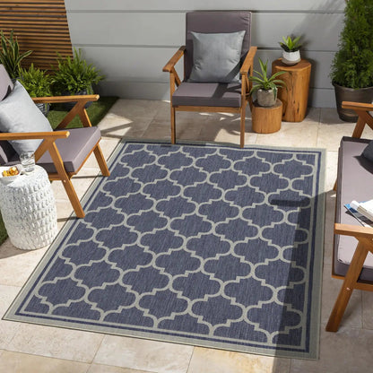 Sunshine polypropylene runner rug 2'7" x 7'3" blue trellis pattern Unique Piece Furniture on Tampa Home & Garden Store