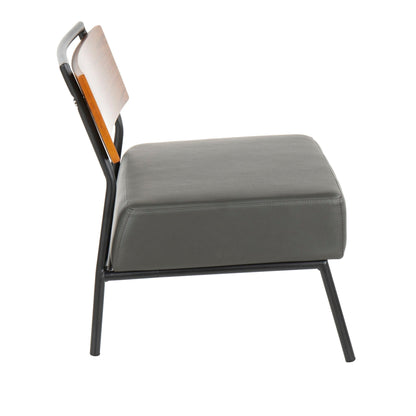 Contemporary side chair for kids with walnut back and gray faux leather seat HouseOfZazla on Tampa Home & Garden Store