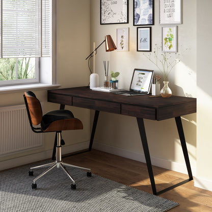 Handcrafted Acacia Desk And Drawer Storage writing desk by HouseOfZazla in dark wood on Tampa Home & Garden Store