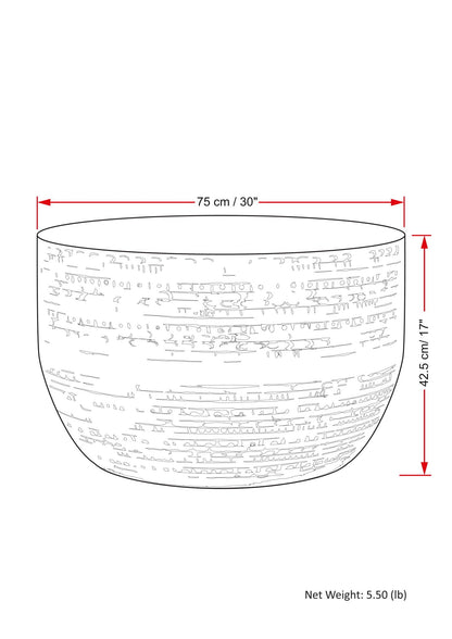Round handcrafted metal coffee table with textured detailing, 75 cm dia, 42.5 cm high on Tampa Home & Garden Store