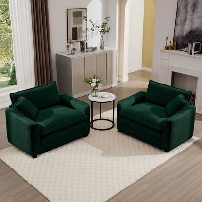 Modern classic fabric arm chairs, 4 green deep-seat with pillows, by Unique Piece Furniture on Tampa Home & Garden Store
