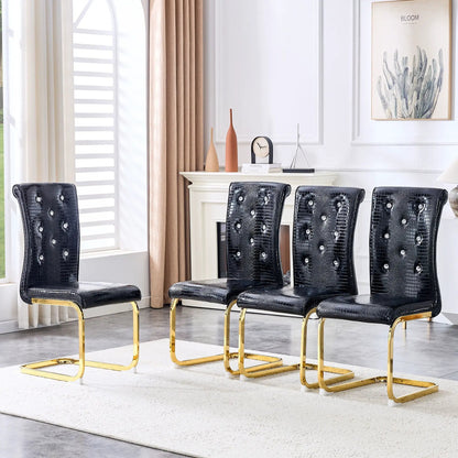 Elegant Faux Alligator Upholstered Dining Chairs