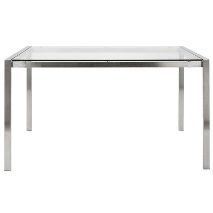 Fuji modern dining table with glass top and metal frame on Tampa Home & Garden Store