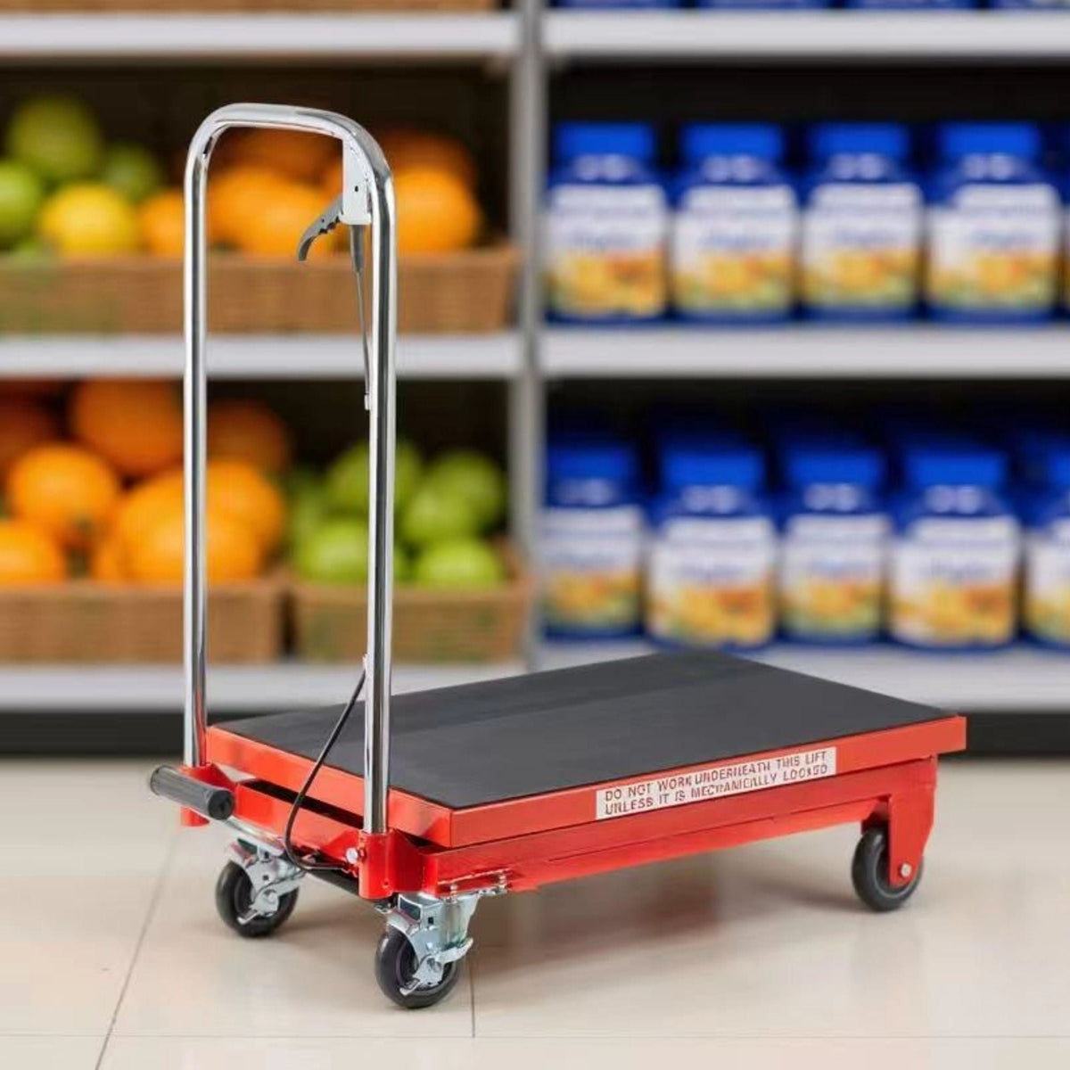 Hydraulic lift table cart red with non-slip pads and wheels, 500 lb capacity HouseOfZazla on Tampa Home & Garden Store