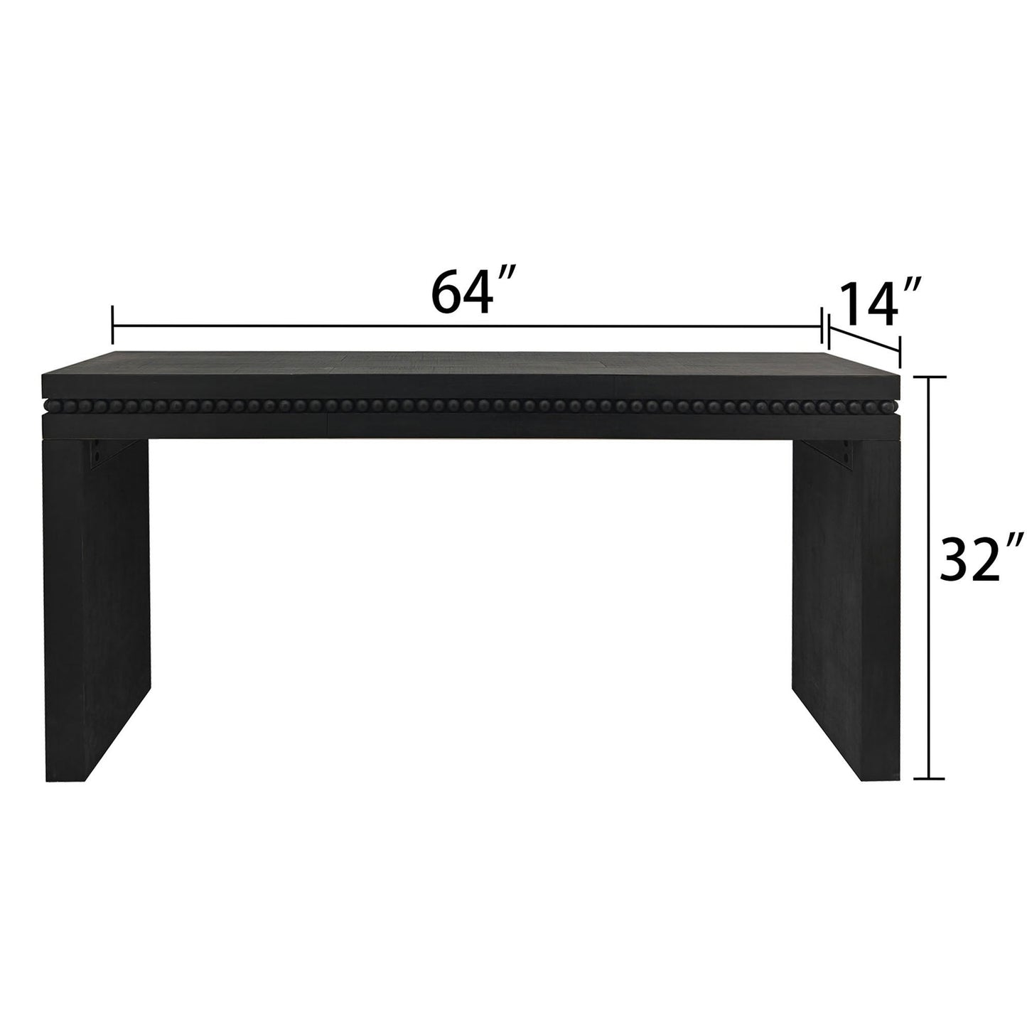64in Modern Black Wood Console Table with beaded trim, HouseOfZazla on Tampa Home & Garden Store