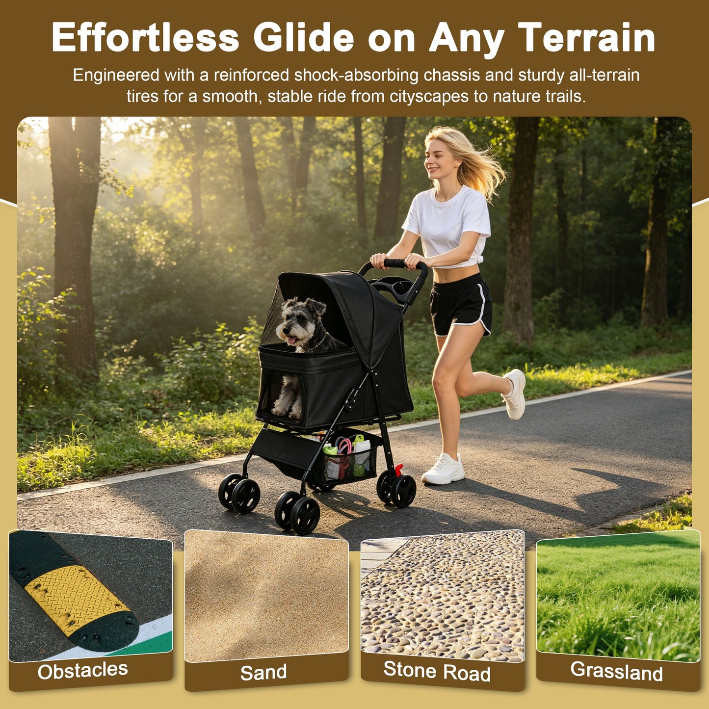 HouseOfZazla foldable pet stroller for small dogs and cats under 28 lbs, black with mesh window on Tampa Home & Garden Store