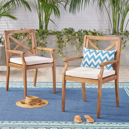 Perla Dining Chairs 2-Piece Outdoor Set with cream water-resistant cushions on Tampa Home & Garden Store