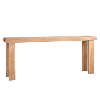 Long wooden console table with light brown finish, narrow entryway sofa table on Tampa Home & Garden Store