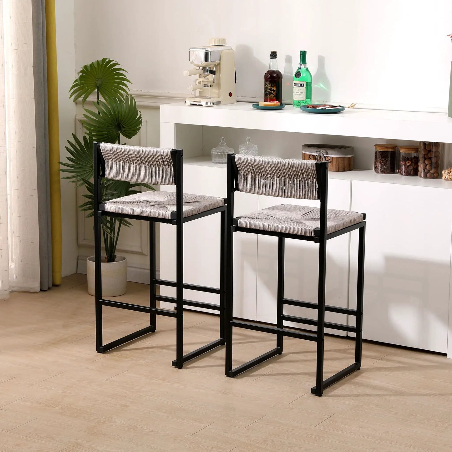 Bar Stools Paper Rope Weave Dining Chairs