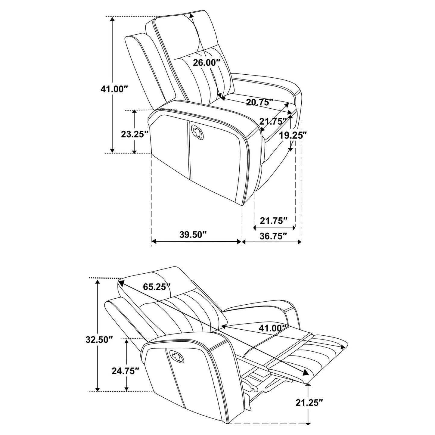 Forrest gray tufted recliner chair by Unique Piece Furniture with reclining mechanism on Tampa Home & Garden Store